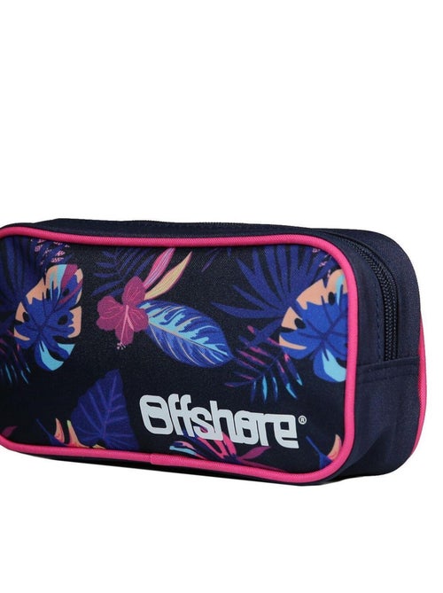 Trousse scolaire rectangulaire Offshore Hibiscus Bleue marine Bagtrotter - Kiabi