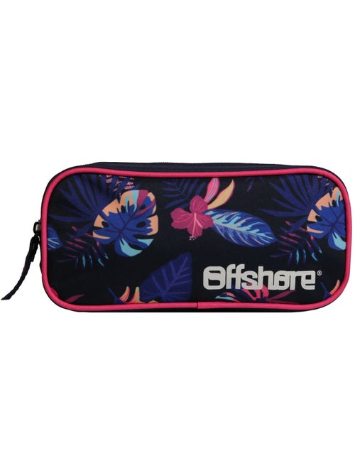 Trousse scolaire rectangulaire Offshore Hibiscus Bleue marine Bagtrotter - Kiabi