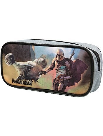 Trousse scolaire rectangulaire Star Wars / The Mandalorian Noire et Grise Bagtrotter