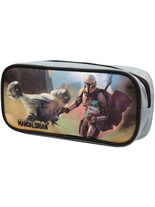 Trousse scolaire rectangulaire Star Wars / The Mandalorian Noire et Grise Bagtrotter - Kiabi