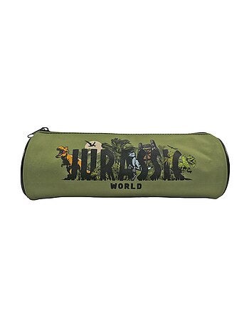 Trousse Scolaire Ronde Jurassic World - Noir et Kaki - 1 compartiment zippé - 22x7x7cm - Bagtrotter