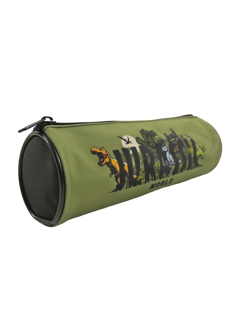 Trousse Scolaire Ronde Jurassic World - Noir et Kaki - 1 compartiment zippé - 22x7x7cm - Bagtrotter Noir - Kiabi