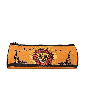 Trousse Scolaire Ronde Le Roi Lion - Orange - 1 compartiment zippé - 22x7x7cm - Bagtrotter