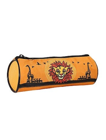 Trousse Scolaire Ronde Le Roi Lion - Orange - 1 compartiment zippé - 22x7x7cm - Bagtrotter