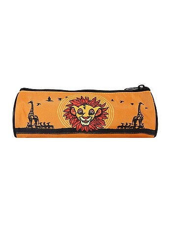 Trousse Scolaire Ronde Le Roi Lion - Orange - 1 compartiment zippé - 22x7x7cm - Bagtrotter