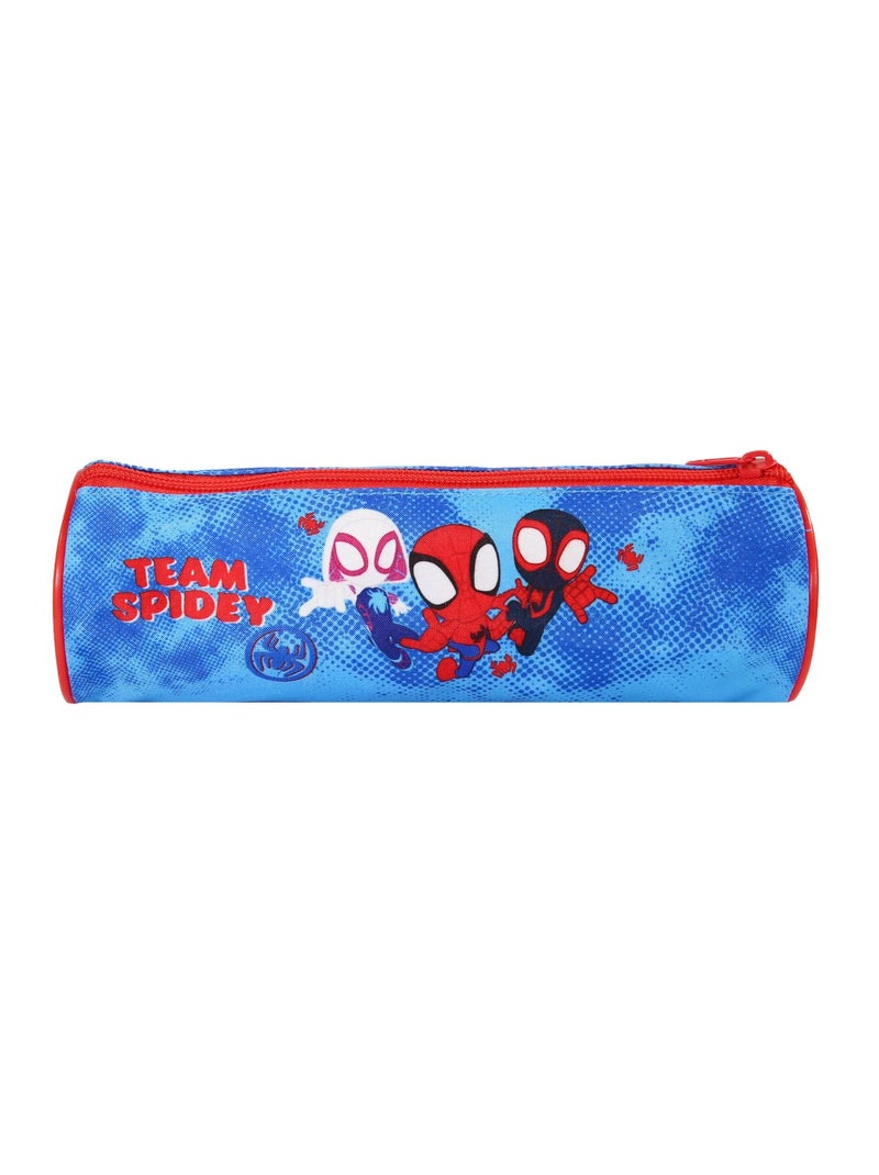 Trousse Scolaire Ronde Spider-Man - Bleu Ciel - 1 compartiment zippé - 22x7x7cm - Bagtrotter Bleu - Kiabi