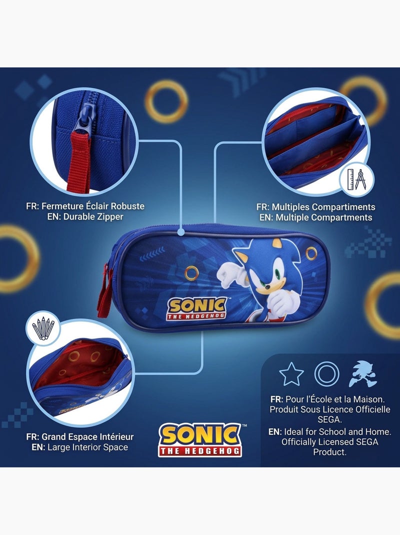 Trousse Scolaire Sonic The Hedgehog Double Compartiment 155-01309 Bleu Multicolore - Kiabi