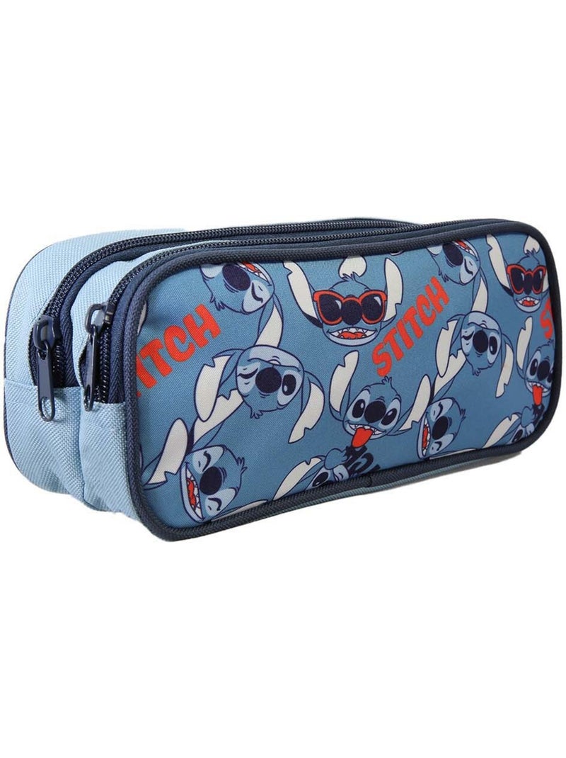 Trousse scolaire STITCH bleue 2 compartiments Bleu - Kiabi