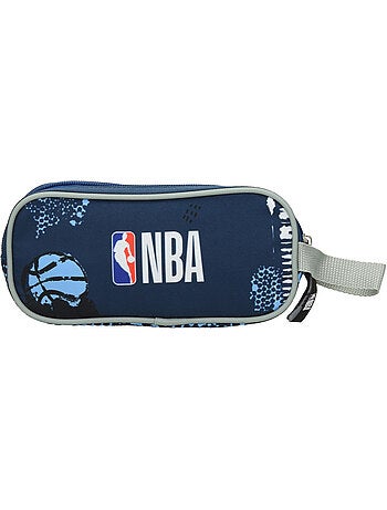 Trousse scolaire tissu imprimé NBA Basket USA 2 compartiments zippés