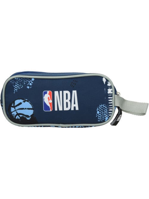 Trousse scolaire tissu imprimé NBA Basket USA 2 compartiments zippés - Kiabi