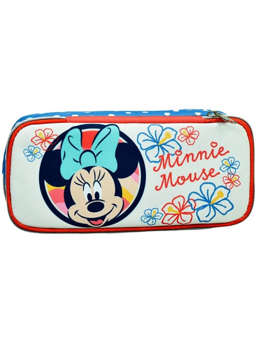 Trousse scolaire tissu matelassé Minnie Mouse fleurs - Kiabi