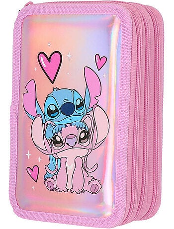 Trousse 'Stitch' – Garnie Holographique 3 compartiments – 20 cm – Lilo et stitch