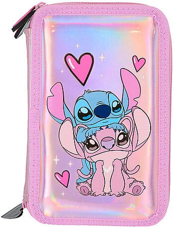 Trousse 'Stitch' – Garnie Holographique 3 compartiments – 20 cm – Lilo et stitch