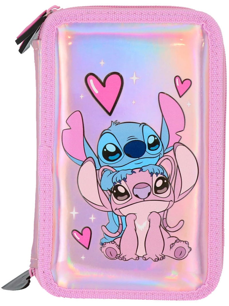 Trousse 'Stitch' – Garnie Holographique 3 compartiments – 20 cm – Lilo et stitch Multicolore - Kiabi