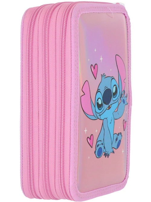 Trousse 'Stitch' – Garnie Holographique 3 compartiments – 20 cm – Lilo et stitch - Kiabi