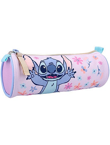 Trousse 'Stitch' ronde 20 cm fleurs et zip doré LILO_ET_STITCH
