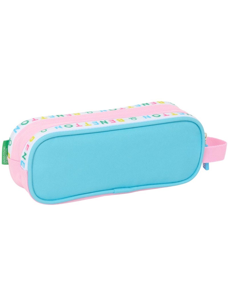 Trousse toile 2 compartiments La boutique des toons Blanc Rose Bleu - Kiabi