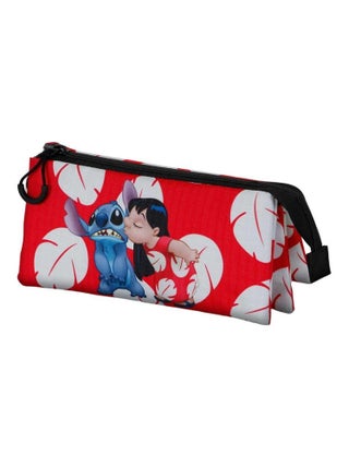 Trousse Triple - Disney Lilo et Stitch Kiss - Rouge - Taille Unique