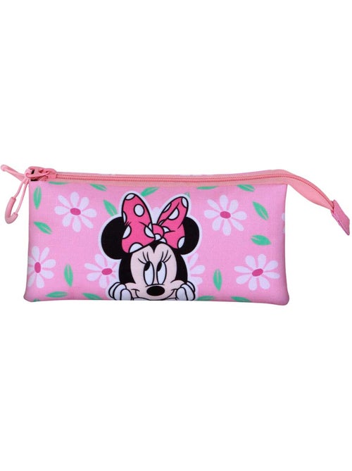Trousse Triple - Disney Minnie Mouse Blooming - Rose - Taille Unique - Kiabi