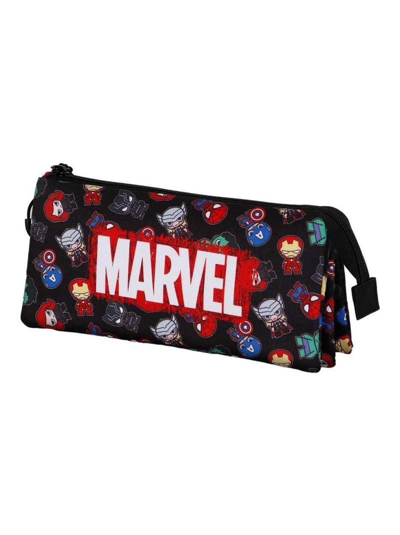 Trousse Triple - Marvel Avengers Chibi - Noir - Taille Unique Noir - Kiabi