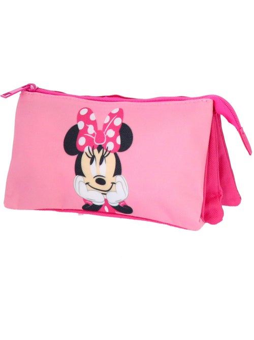 Trousse triple compartiment toile Minnie Mouse Disney - Kiabi