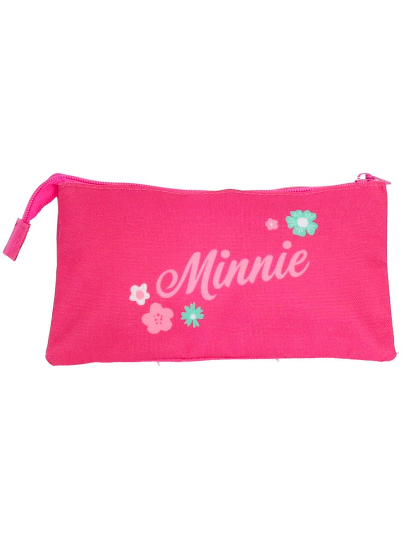 Trousse triple compartiment toile Minnie Mouse Disney Rose - Kiabi