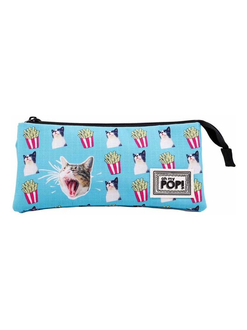 Trousse Triple HS - Oh My Pop! Angry Cat - Turquoise - Taille Unique Bleu turquoise - Kiabi