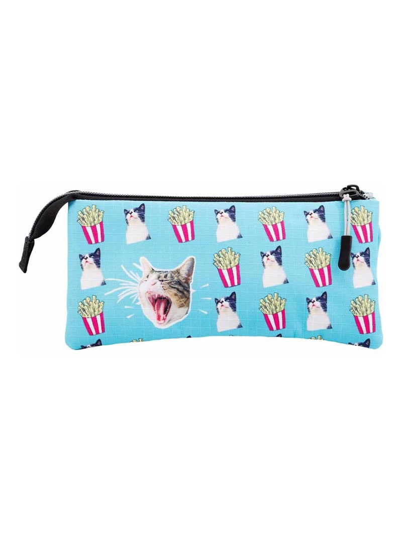 Trousse Triple HS - Oh My Pop! Angry Cat - Turquoise - Taille Unique Bleu turquoise - Kiabi