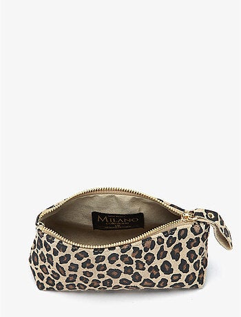 Trousse Velvet Leopardo Cuir Milano Cuir De Vachette
