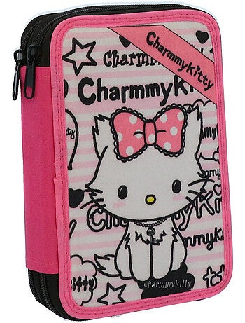 Trousse zip rectangulaire 'charmmy kitty' gothique 18 cm à 2 compartiments