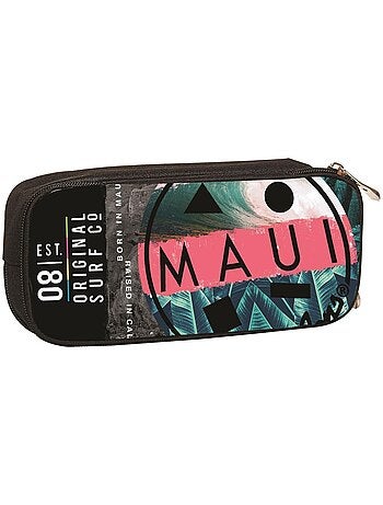 Trousse zippée 2 compartiments tissu imprimé Tropical Maui & Sons