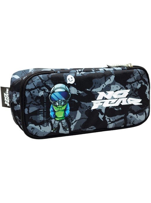 Trousse zippée arrondie en textile matelassé motif robot NO FEAR - Kiabi