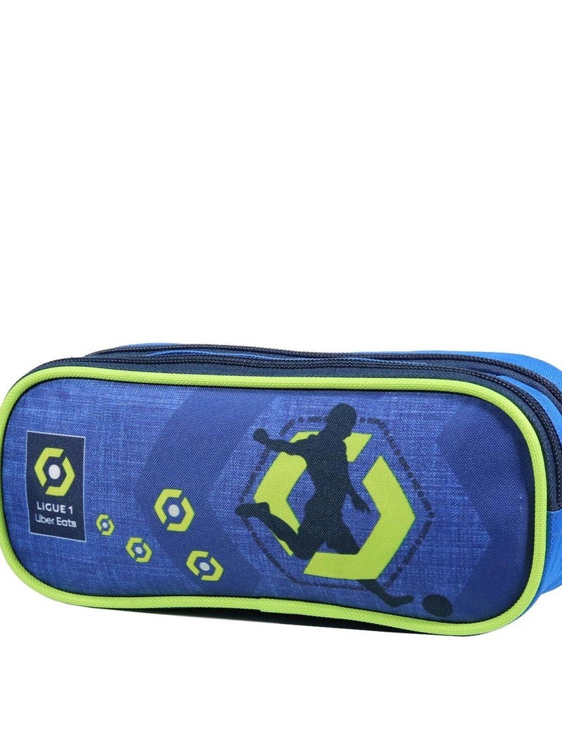 Trousse zippée 'Ligue 1' – 2 compartiments rectangulaire 23 cm - Bagtrotter Bleu - Kiabi