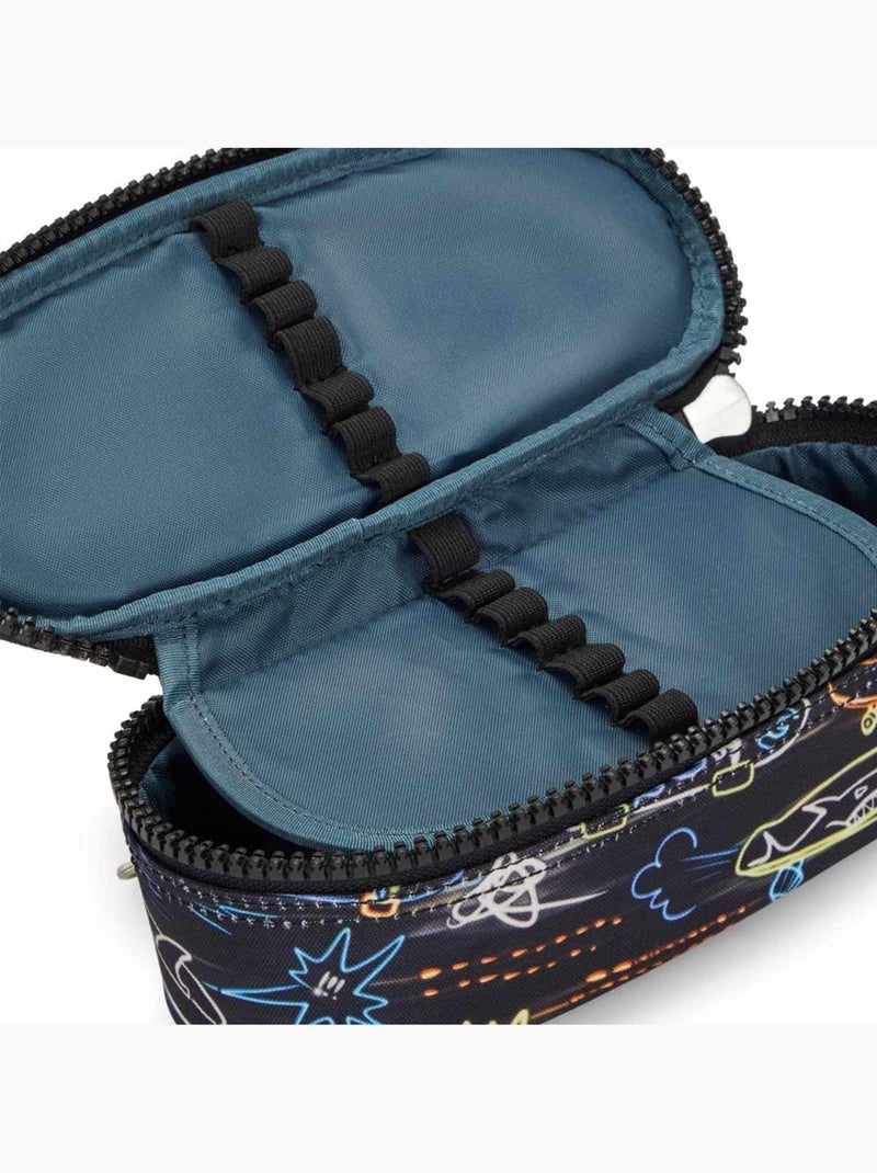 Trousse zippée nylon DUOBOX Kipling organisation 14 porte-stylos Noir Bleu Blanc - Kiabi