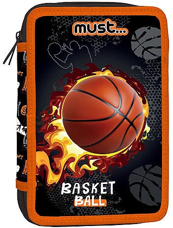 Trousse zippée textile motif basketball enflammé NBA Basket USA