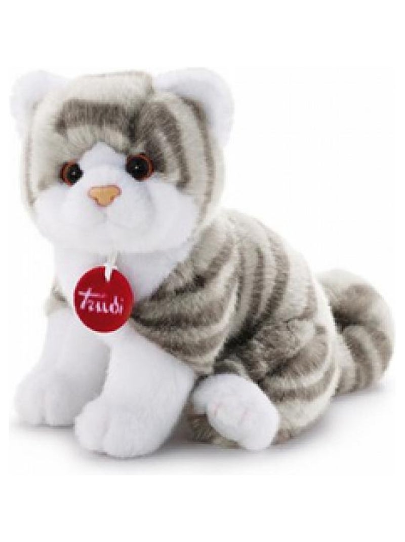 'Trudi' Peluche Chat Blanc et Gris S Gris - Kiabi