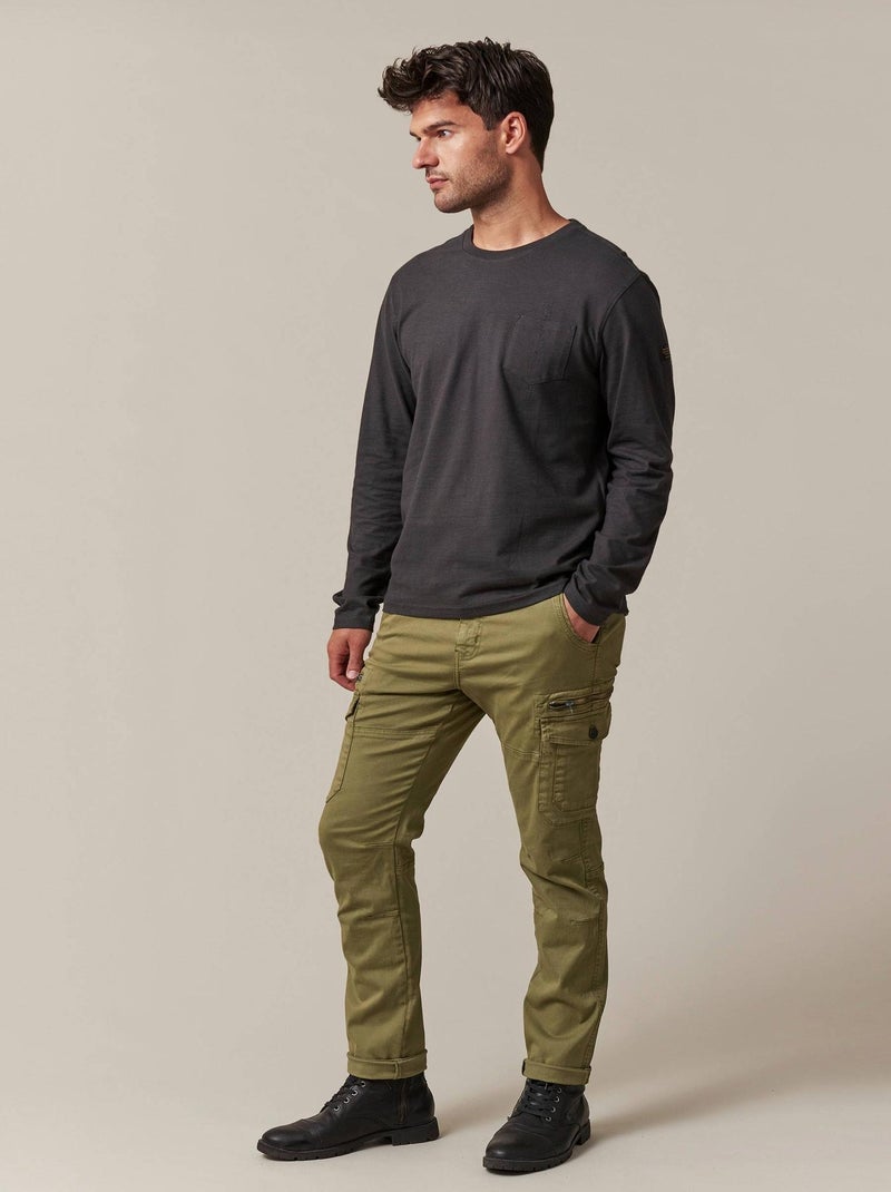 tshirt avec poche plaquée poitrine et broderie pardessus, étiquette tissée sur la manche 'Deeluxe' gris anthracite - Kiabi