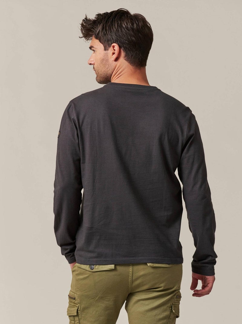 tshirt avec poche plaquée poitrine et broderie pardessus, étiquette tissée sur la manche 'Deeluxe' gris anthracite - Kiabi