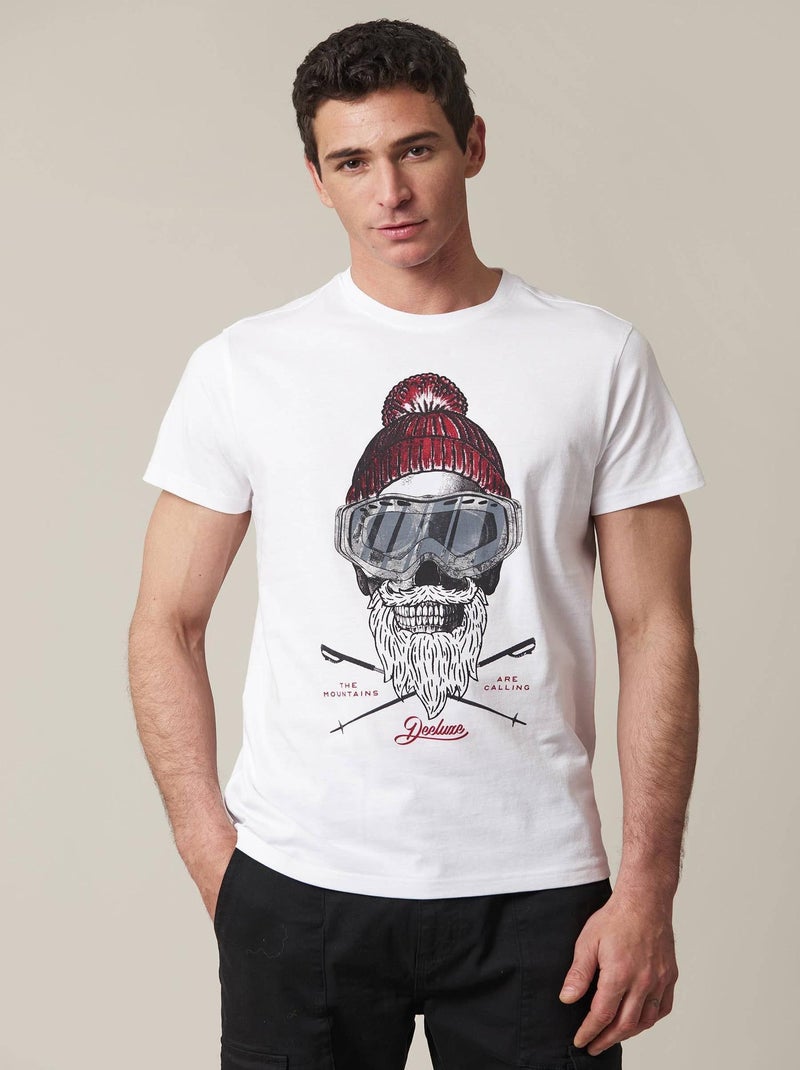 tshirt avec tête de mort esprit Noel 'Deeluxe' Blanc - Kiabi