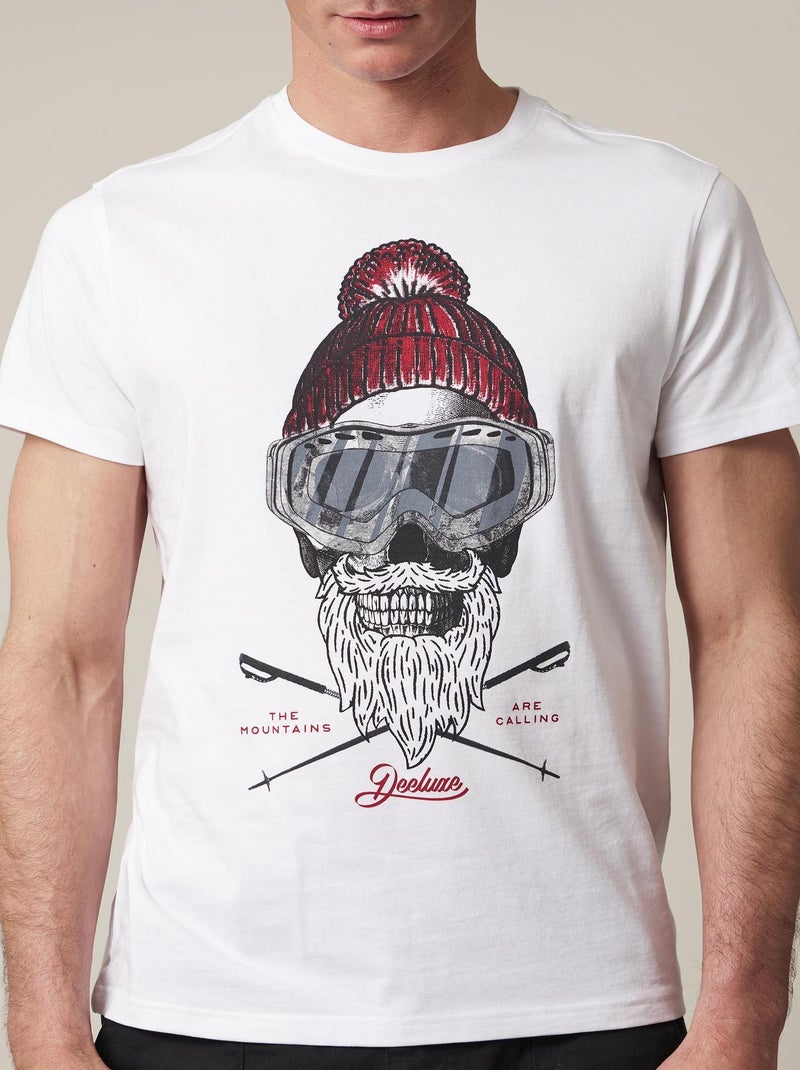 tshirt avec tête de mort esprit Noel 'Deeluxe' Blanc - Kiabi