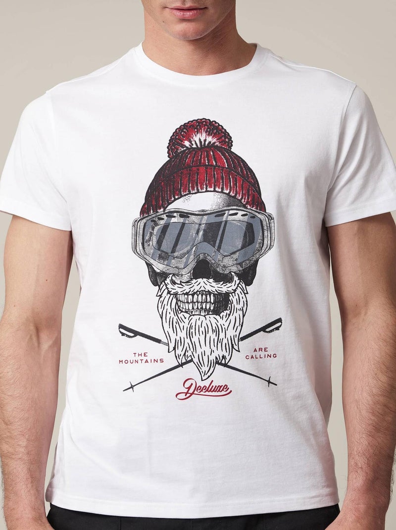 tshirt avec tête de mort esprit Noel 'Deeluxe' Blanc - Kiabi