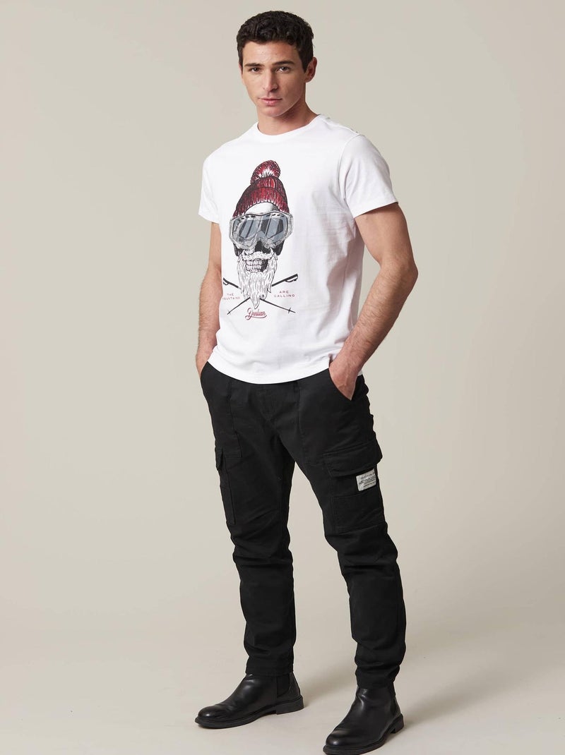 tshirt avec tête de mort esprit Noel 'Deeluxe' Blanc - Kiabi