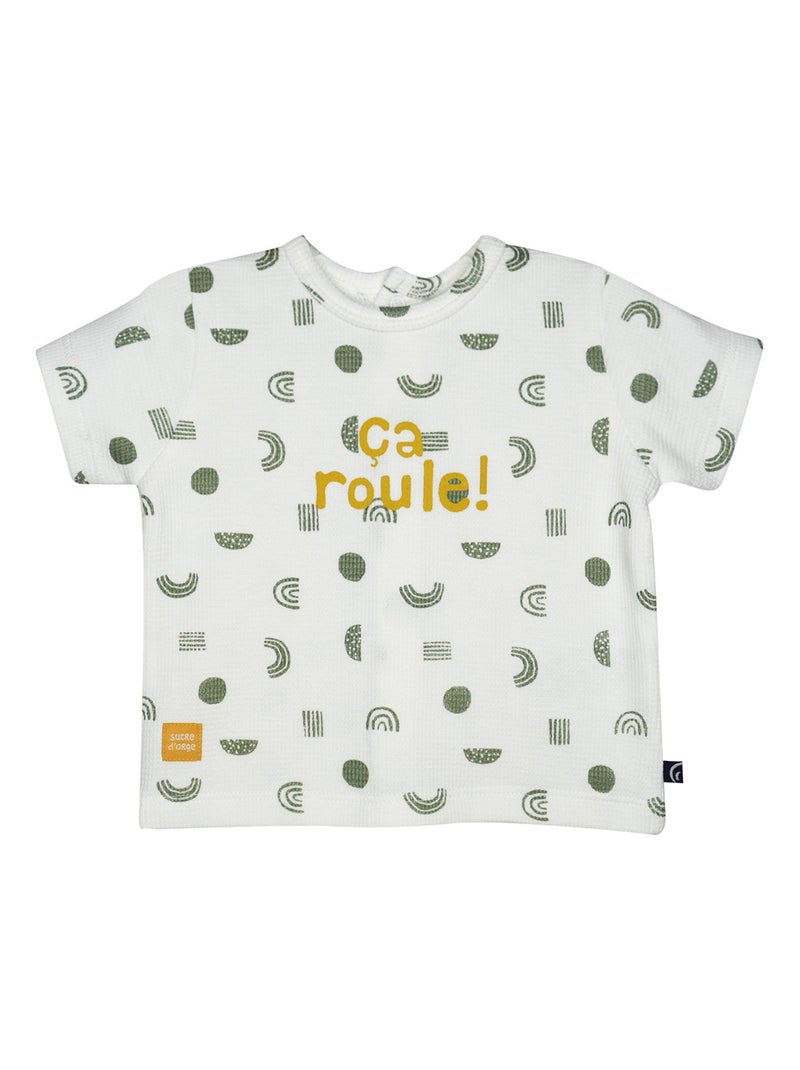 TSHIRT BERMUDA LEANDRE MAILLE FANTAISIE BEBE Blanc - Kiabi