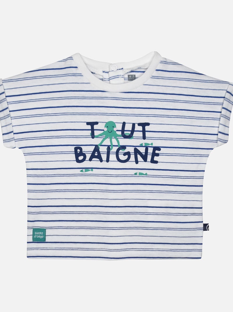 TSHIRT BERMUDA LEZIN MAILLE BEBE Blanc - Kiabi