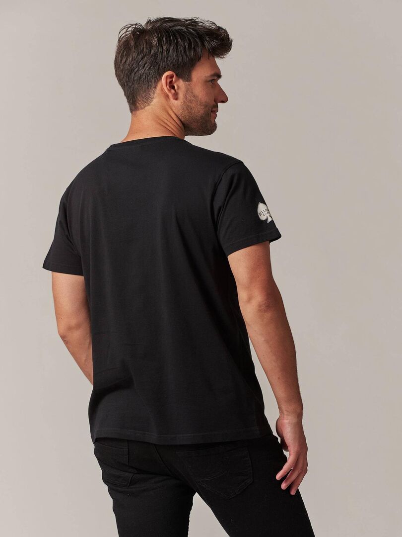T-shirt Homme Pistol Boutique - Noir, Col V Profond, Manches Courtes, Motif Doodle Mort/croix - Neuf Avec étiquettes