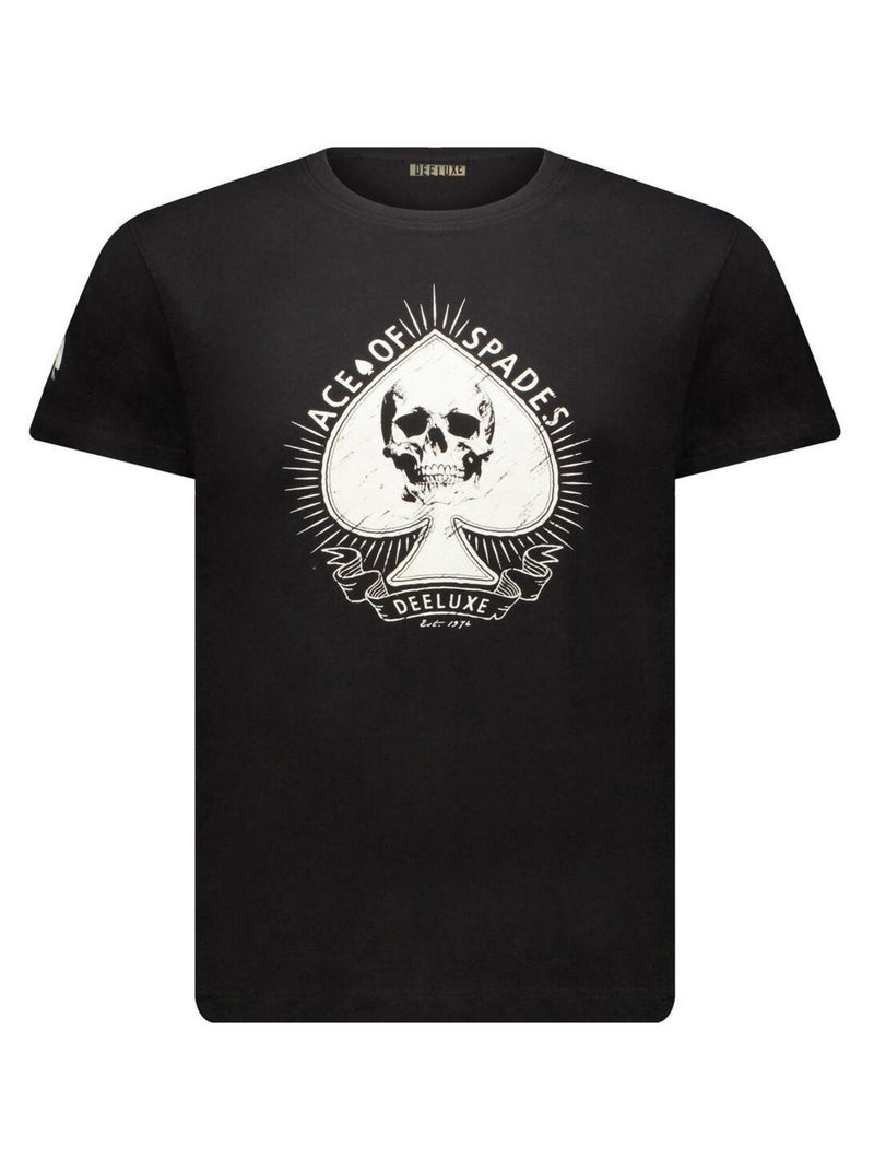 tshirt col rond avec as de pique et tête de mort sur le devant 'Deeluxe' Noir - Kiabi