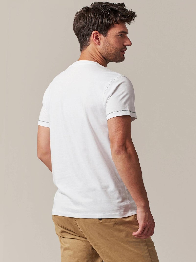 tshirt col rond avec bulldog avec une veste en jeans imprimé sur l devant 'Deeluxe' Blanc - Kiabi