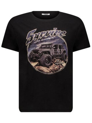 tshirt col rond avec impression gros 4X4 et lettrage 'Deeluxe'