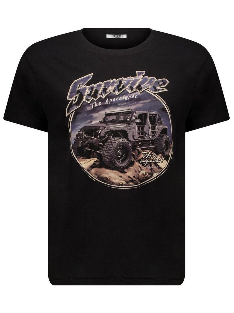 tshirt col rond avec impression gros 4X4 et lettrage 'Deeluxe' Noir - Kiabi