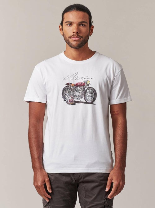 tshirt col rond avec impression moto vintage sur la poitrine 'Deeluxe' - Kiabi